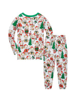 Christmas kids pajama's 100% Cotton Children's Sleepwear, Long Sleeved Pajamas Long Pants Set for Boys and Girls Aged 1-8