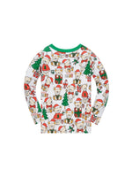 Christmas kids pajama's 100% Cotton Children's Sleepwear, Long Sleeved Pajamas Long Pants Set for Boys and Girls Aged 1-8