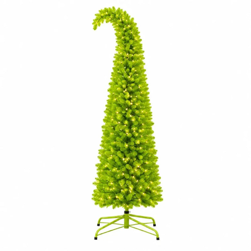 Pre Lit Green Whimsical Christmas Tree With 260 LED Lights Folding Base Bendable Branches Timer Control And Ball Ornaments For Home Bar Garden Patio Office Holiday Decor