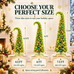 Pre Lit Green Whimsical Christmas Tree With 260 LED Lights Folding Base Bendable Branches Timer Control And Ball Ornaments For Home Bar Garden Patio Office Holiday Decor