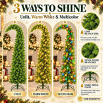 Pre Lit Green Whimsical Christmas Tree With 260 LED Lights Folding Base Bendable Branches Timer Control And Ball Ornaments For Home Bar Garden Patio Office Holiday Decor