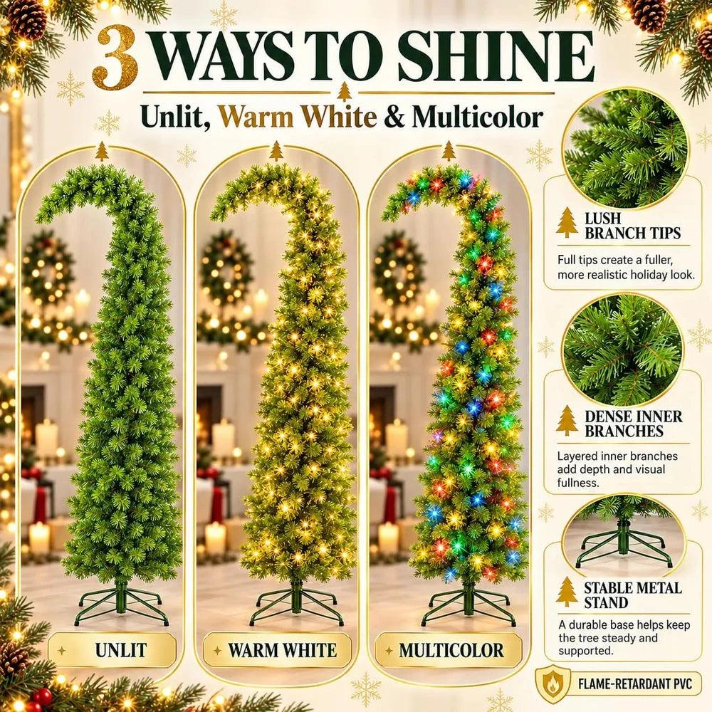Pre Lit Green Whimsical Christmas Tree With 260 LED Lights Folding Base Bendable Branches Timer Control And Ball Ornaments For Home Bar Garden Patio Office Holiday Decor