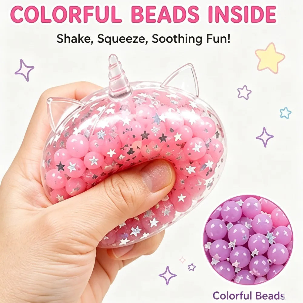Unicorn Dumpling bead filled Squishy Toy Fast Rebound Squeeze Fidget Toy, Glitter Stress Relief  Gift