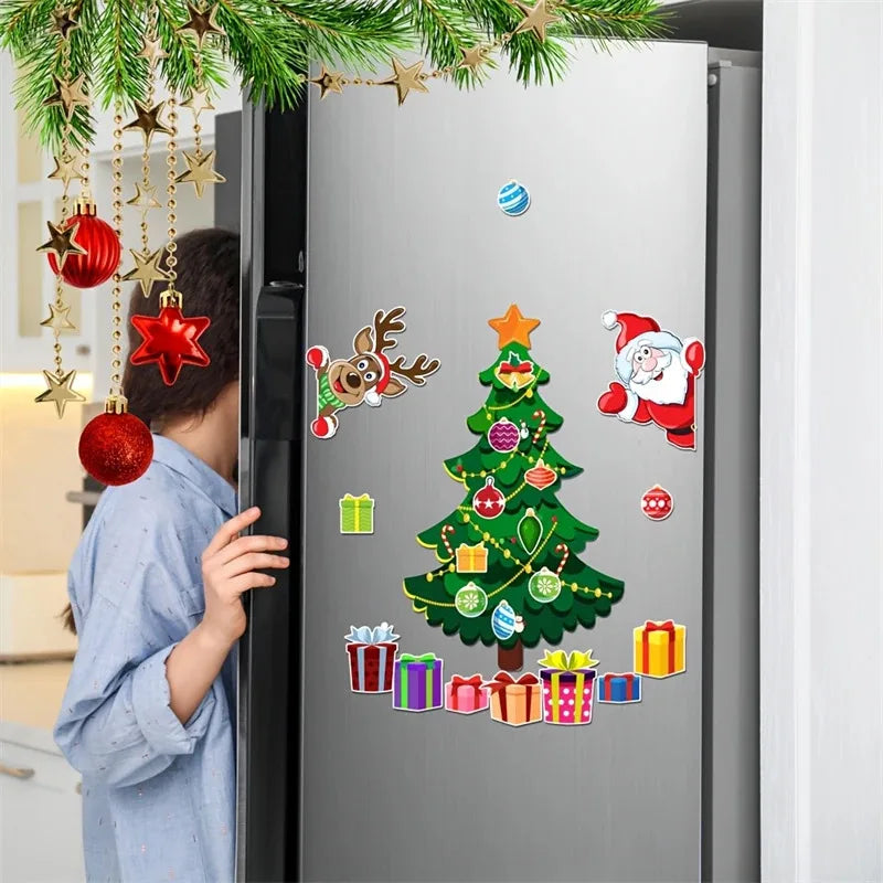 Santa Reindeer Holiday Magnets Magnetic Christmas Tree - For Refrigerator Door Decor With Festive Fridge Metal Garage Stickers