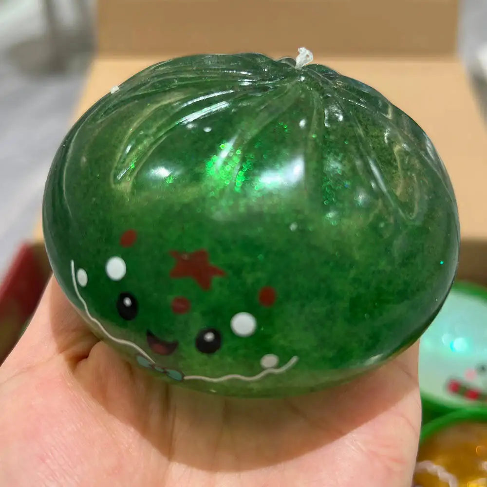 Christmas-themed Cute Bun Squeeze Stress Relief Toy Bun Squishy for Venting Office Grip Stress Toy Gift Desktop Decoration