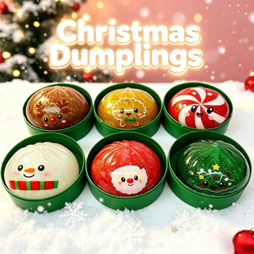 Christmas-themed Cute Bun Squeeze Stress Relief Toy Bun Squishy for Venting Office Grip Stress Toy Gift Desktop Decoration