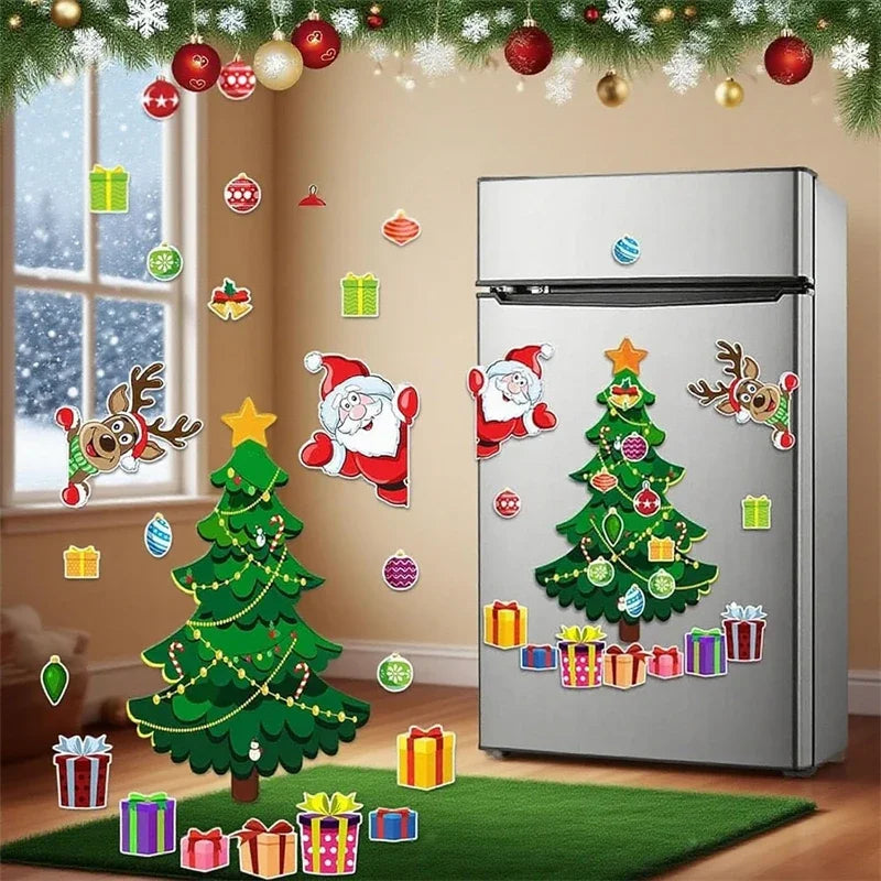 Santa Reindeer Holiday Magnets Magnetic Christmas Tree - For Refrigerator Door Decor With Festive Fridge Metal Garage Stickers