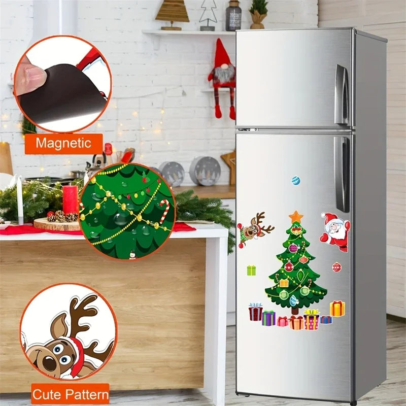 Santa Reindeer Holiday Magnets Magnetic Christmas Tree - For Refrigerator Door Decor With Festive Fridge Metal Garage Stickers