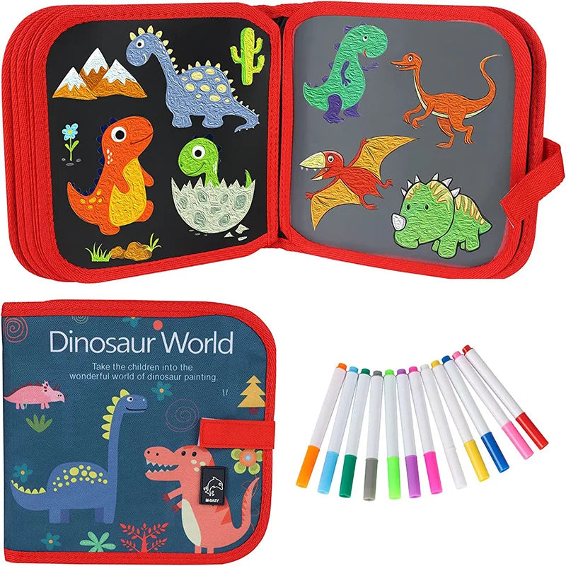 Erasable Doodle Book for KidsToddlers Toys Reusable Drawing Pads with 12 Watercolor Pens Preschool Toy Trip Writing Painting Set