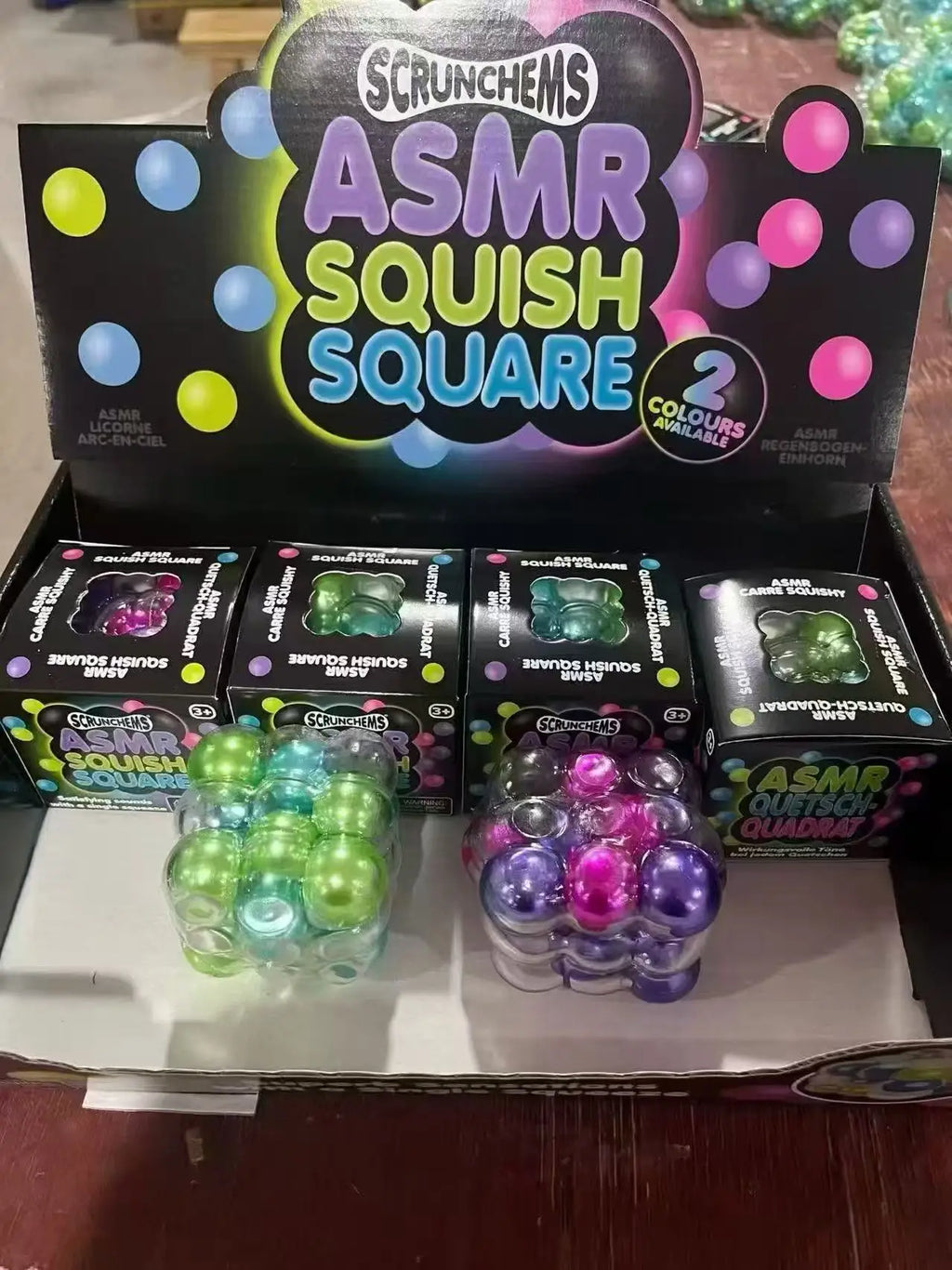 Colorful Beads Fidget Squeeze Cube Soft Gummy Stress Relief Anti-Anxiety Calming Toy For Adults Office Desk