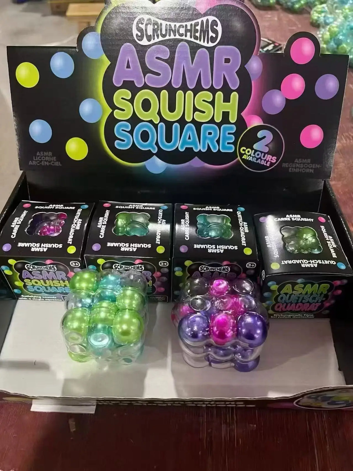 Colorful Beads Fidget Squeeze Cube Soft Gummy Stress Relief Anti-Anxiety Calming Toy For Adults Office Desk