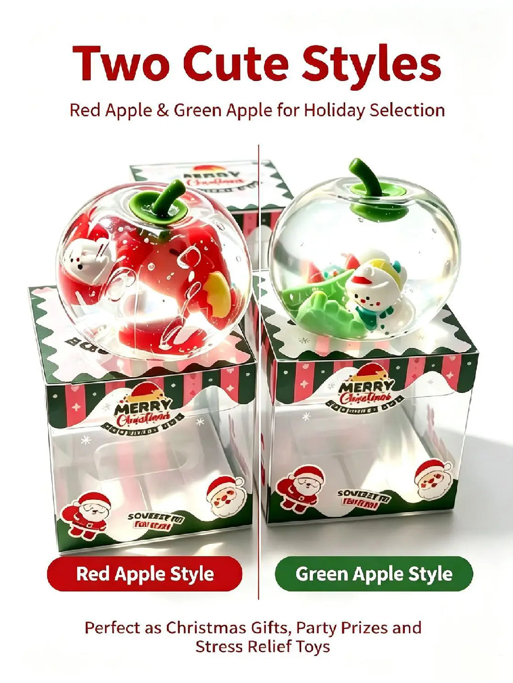 Vaseline Christmas Squishy Snowman Apple Fidget Toy Squeeze Stress Relief Hand Toy Anti-Anxiety Fruit Stretchy Slow Rising Gift