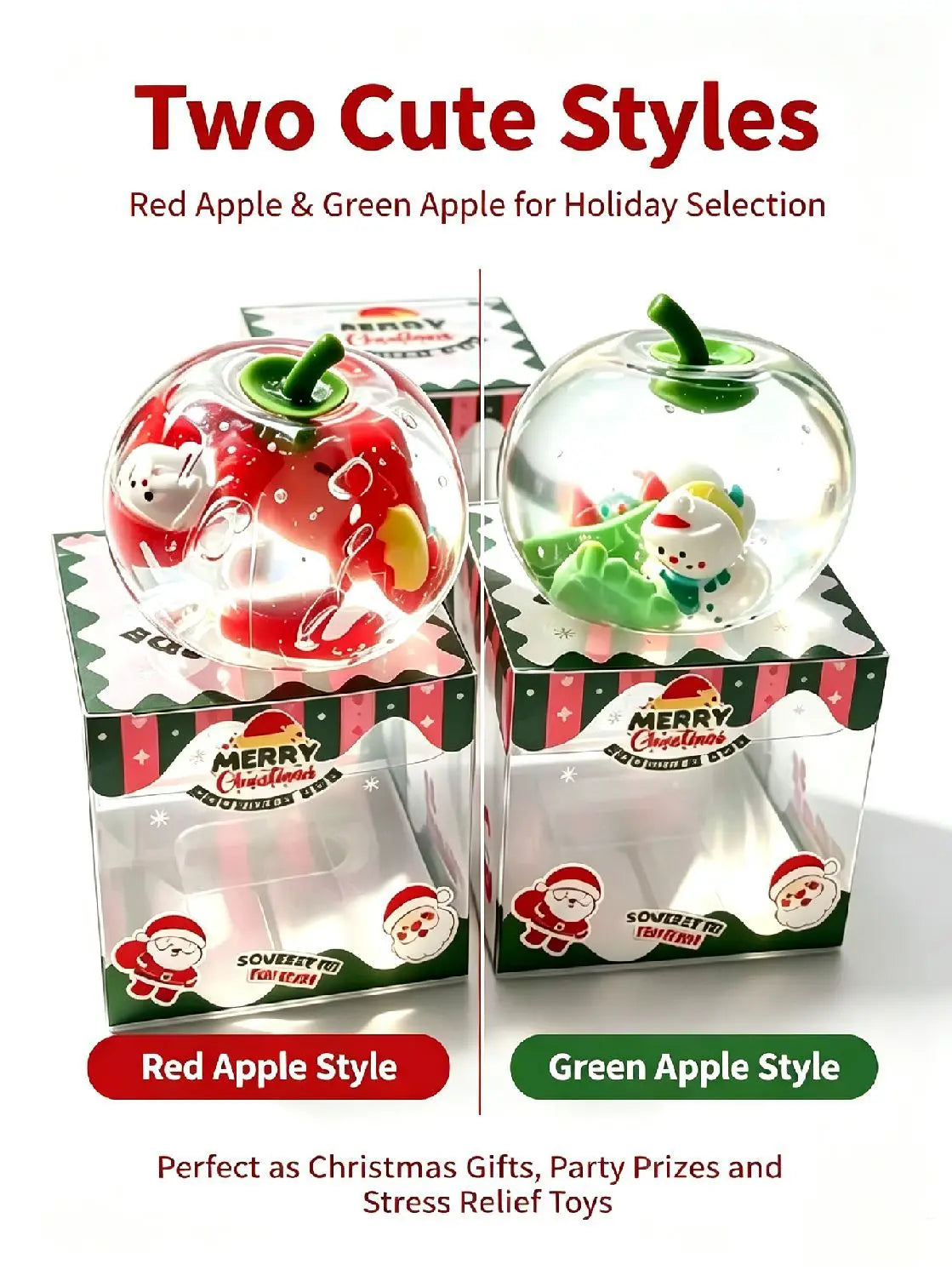 Vaseline Christmas Squishy Snowman Apple Fidget Toy Squeeze Stress Relief Hand Toy Anti-Anxiety Fruit Stretchy Slow Rising Gift