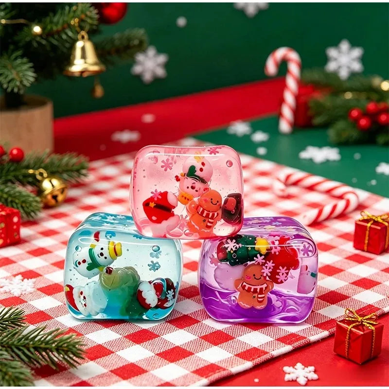2026 Christmas Ice Cube Squishy Maltose Texture Stress Relief Santa Design