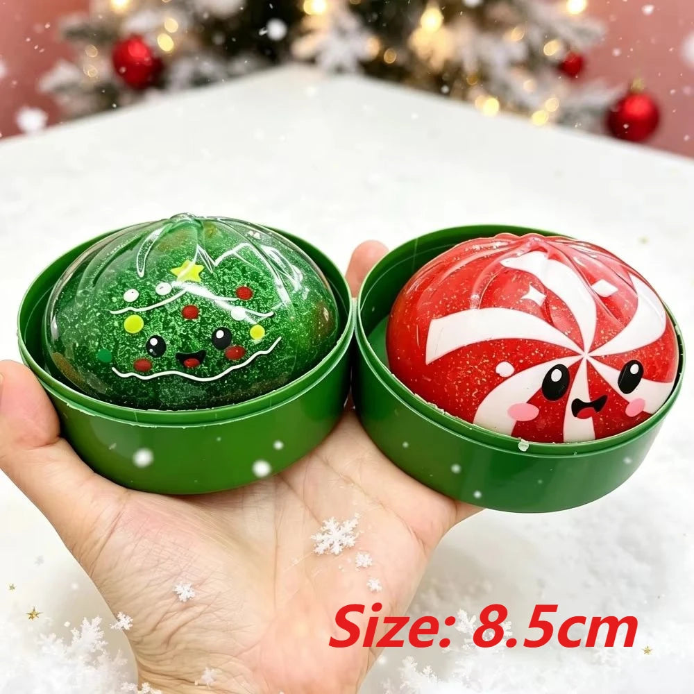 Christmas-themed Cute Bun Squeeze Stress Relief Toy Bun Squishy for Venting Office Grip Stress Toy Gift Desktop Decoration