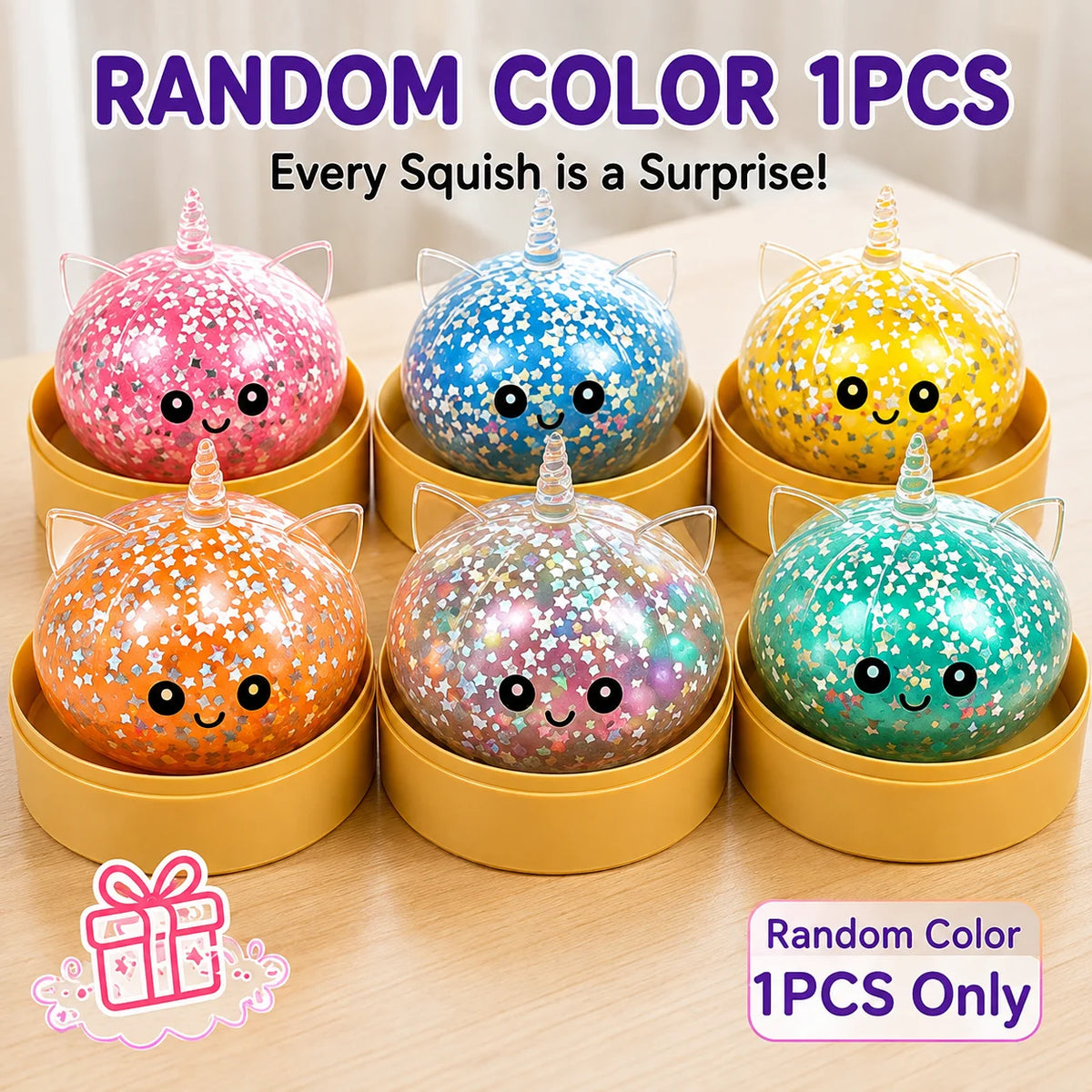 Unicorn Dumpling bead filled Squishy Toy Fast Rebound Squeeze Fidget Toy, Glitter Stress Relief  Gift