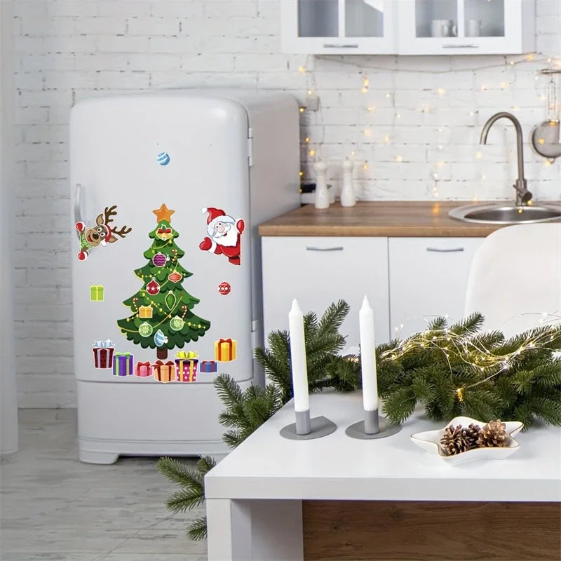 Santa Reindeer Holiday Magnets Magnetic Christmas Tree - For Refrigerator Door Decor With Festive Fridge Metal Garage Stickers
