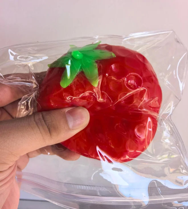 Strawberry Crunchy Squishy Toy, Crispy Sound Stress Ball, SqueezeToy, Sensory Decompression Stress Relief Toy