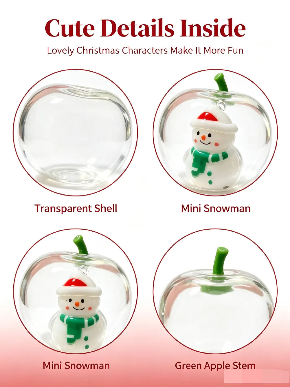 Vaseline Christmas Squishy Snowman Apple Fidget Toy Squeeze Stress Relief Hand Toy Anti-Anxiety Fruit Stretchy Slow Rising Gift