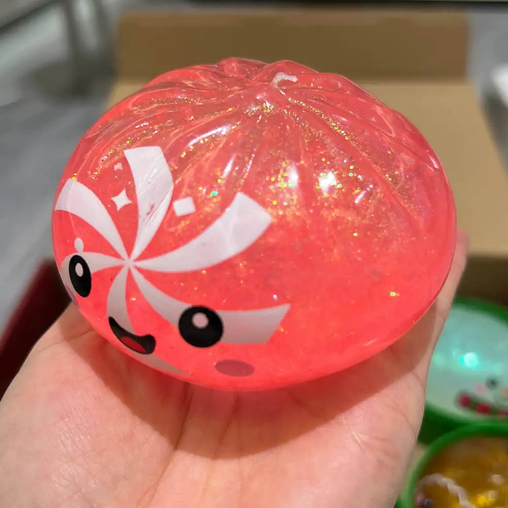 Christmas-themed Cute Bun Squeeze Stress Relief Toy Bun Squishy for Venting Office Grip Stress Toy Gift Desktop Decoration