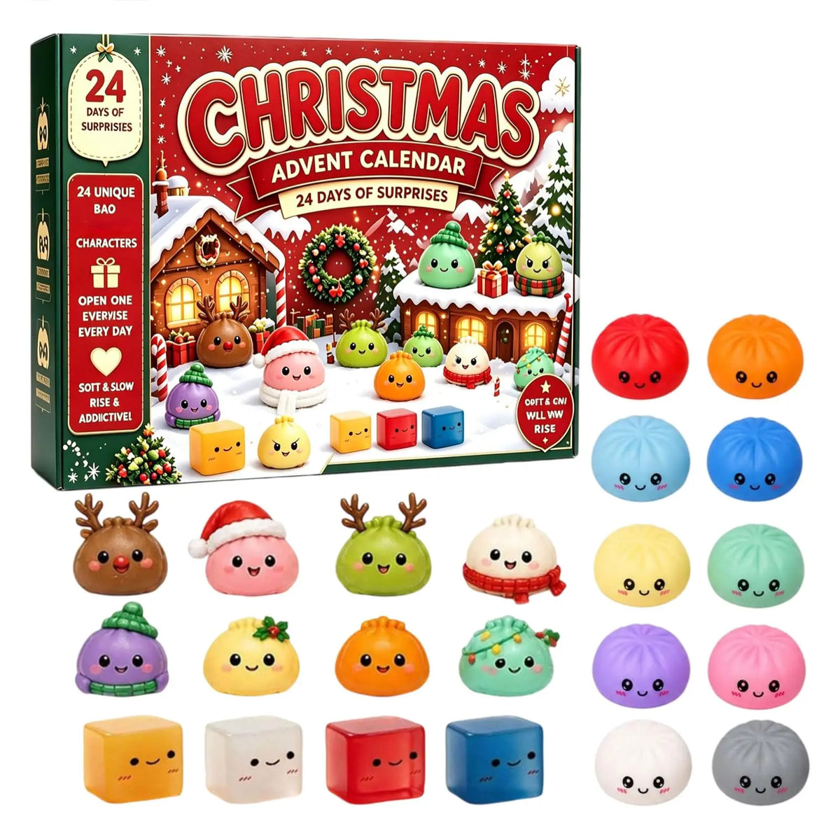 2026 Christmas Squishies Advent Calendar, 24-Day Countdown for Adults，2026 Christmas Advent Calendar with 24 Mini Squishies, Festive Character Surprises and a Fun Holiday Countdown for Adults
