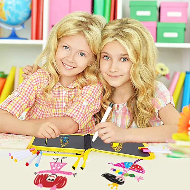 Erasable Doodle Book for KidsToddlers Toys Reusable Drawing Pads with 12 Watercolor Pens Preschool Toy Trip Writing Painting Set