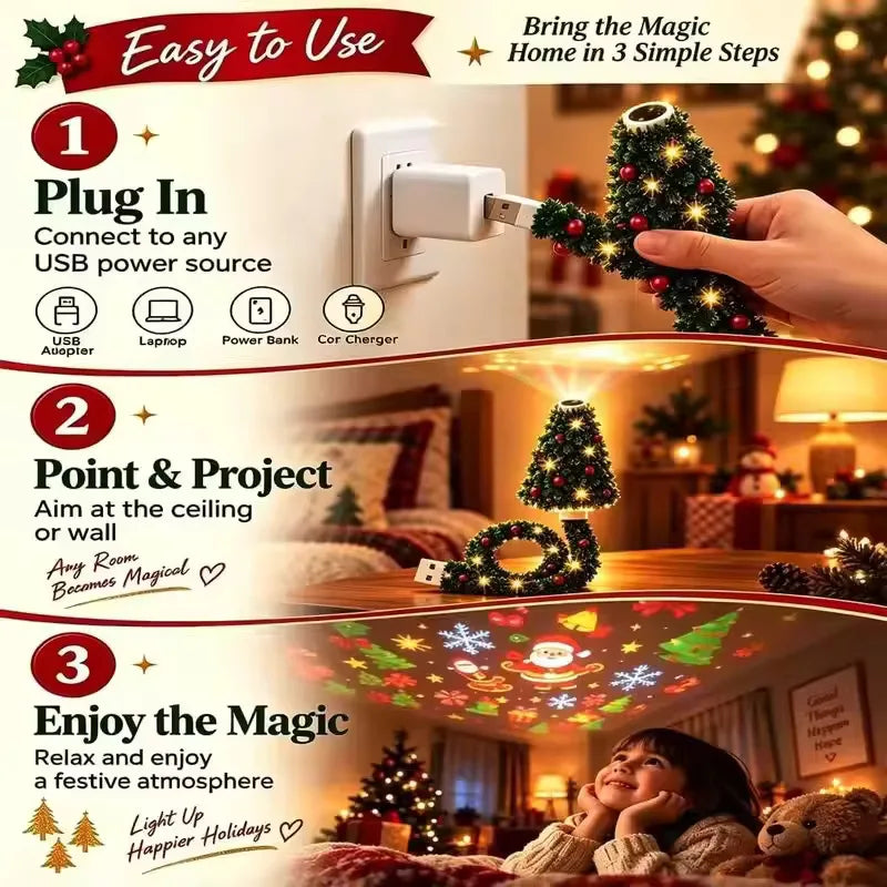 2026 Christmas Tree Design Plug in Night Light Ceiling Projector Indoor, for Room Decor DIY Holiday Party Xmas Gifts