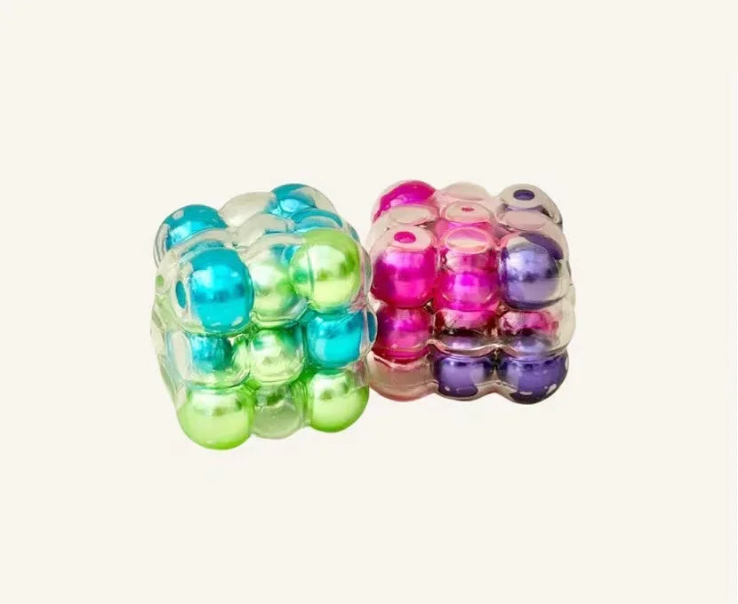 Colorful Beads Fidget Squeeze Cube Soft Gummy Stress Relief Anti-Anxiety Calming Toy For Adults Office Desk