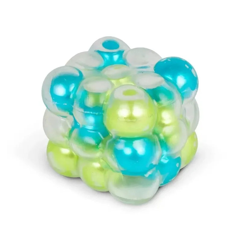Colorful Beads Fidget Squeeze Cube Soft Gummy Stress Relief Anti-Anxiety Calming Toy For Adults Office Desk