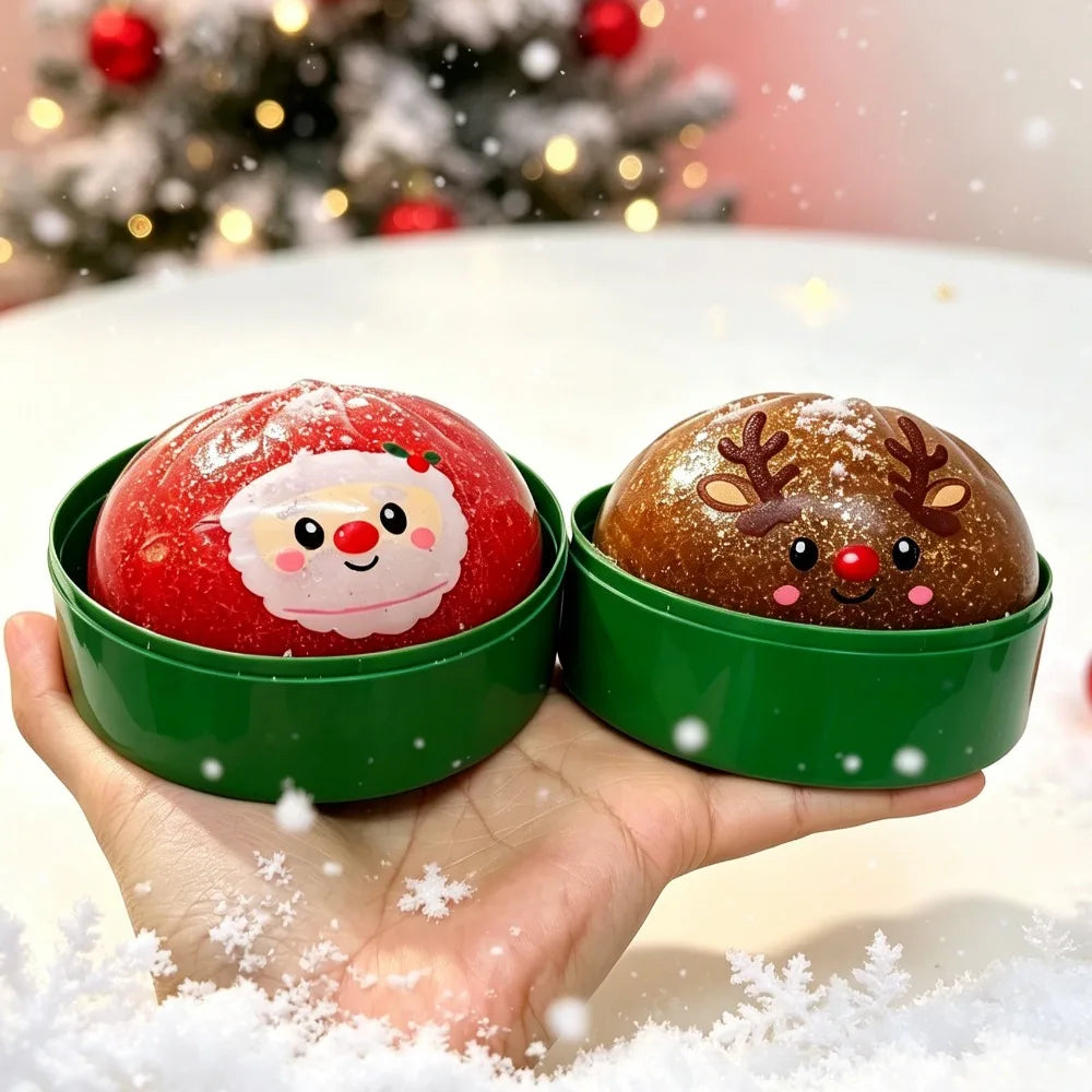Christmas-themed Cute Bun Squeeze Stress Relief Toy Bun Squishy for Venting Office Grip Stress Toy Gift Desktop Decoration