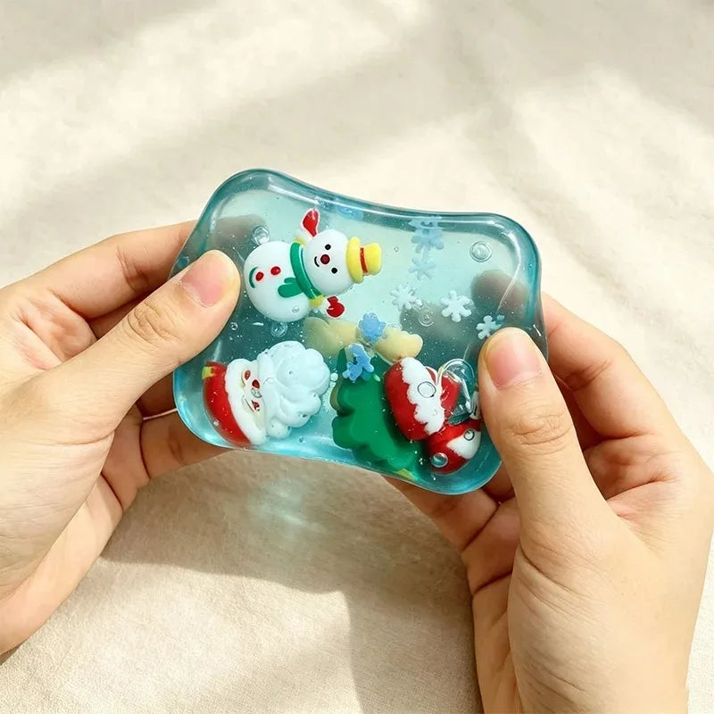 2026 Christmas Ice Cube Squishy Maltose Texture Stress Relief Santa Design