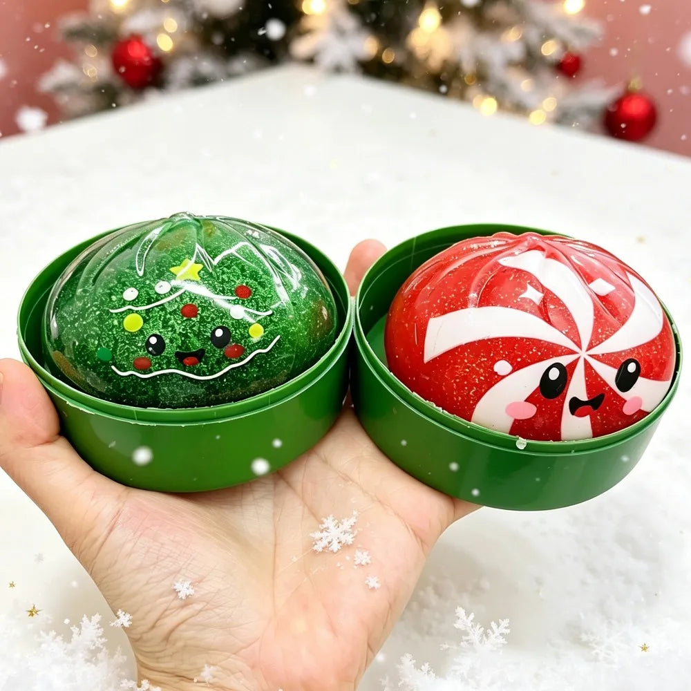 Christmas-themed Cute Bun Squeeze Stress Relief Toy Bun Squishy for Venting Office Grip Stress Toy Gift Desktop Decoration