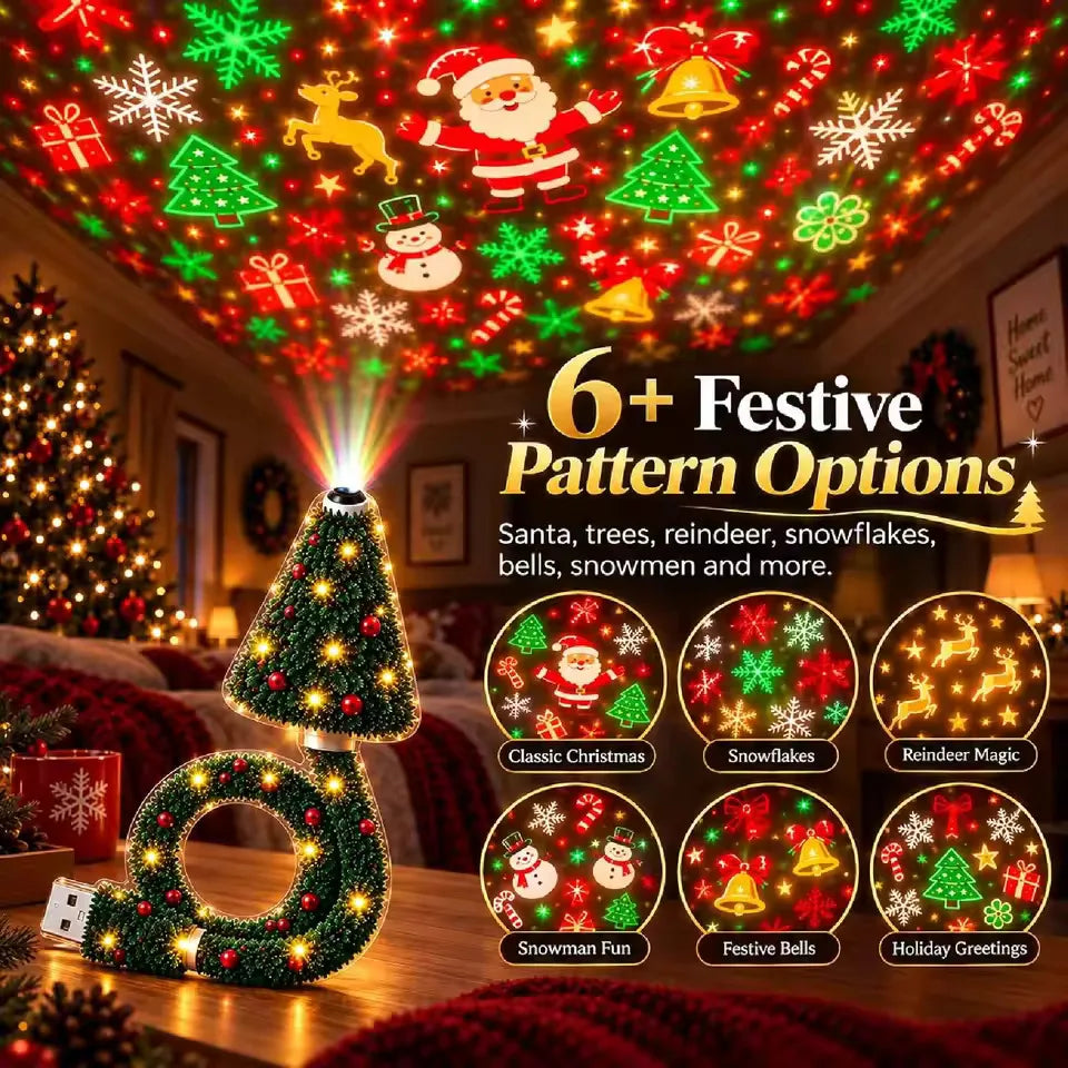 2026 Christmas Tree Design Plug in Night Light Ceiling Projector Indoor, for Room Decor DIY Holiday Party Xmas Gifts