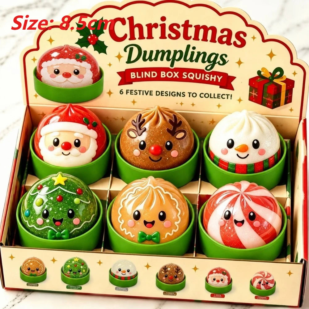 Christmas-themed Cute Bun Squeeze Stress Relief Toy Bun Squishy for Venting Office Grip Stress Toy Gift Desktop Decoration