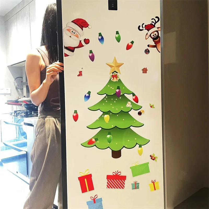 Santa Reindeer Holiday Magnets Magnetic Christmas Tree - For Refrigerator Door Decor With Festive Fridge Metal Garage Stickers