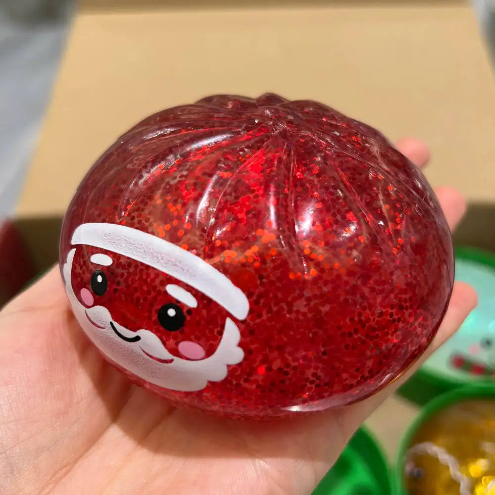 Christmas-themed Cute Bun Squeeze Stress Relief Toy Bun Squishy for Venting Office Grip Stress Toy Gift Desktop Decoration