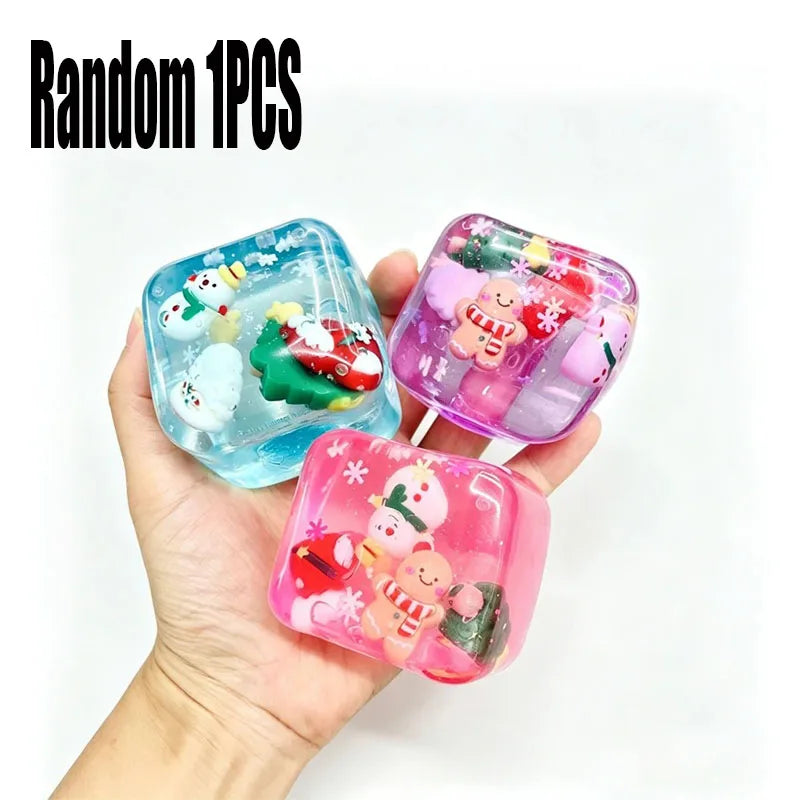 2026 Christmas Ice Cube Squishy Maltose Texture Stress Relief Santa Design