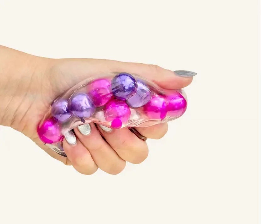 Colorful Beads Fidget Squeeze Cube Soft Gummy Stress Relief Anti-Anxiety Calming Toy For Adults Office Desk